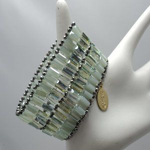 ALI KHAN mint glass beaded stretch bracelet with gift box